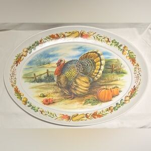 Vintage Oval Melamine Turkey Serving Platter Brookline #1521